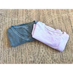 Lot of 2 Lucky Brand Women's Size Small Cotton T-Shirts Pink Olive Green